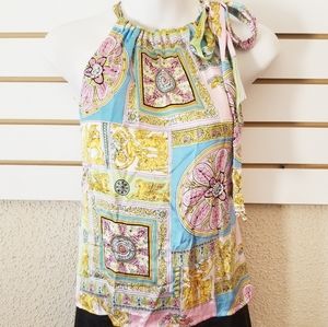 Fash.ion.is'.ta sleeveless silk print top sz S